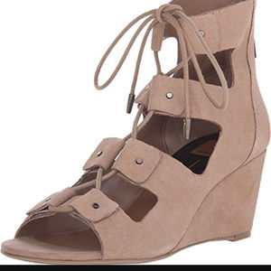 Dolce Vita Lucia Taupe Suede Lace-up Wedges